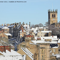 Buy canvas prints of Barnard Castle and St Mary’s Parish Church in Winter, Teesdale by David Forster