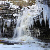 Buy canvas prints of Summerhill Force and Gibsons Cave in Winter, Bowlees, Teesdale,  by David Forster