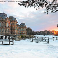 Buy canvas prints of Bowes Museum Winter Sunrise, Barnard Castle, Teesdale, County Du by David Forster