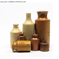 Buy canvas prints of  Antique Stoneware Bottles  by Richard Long