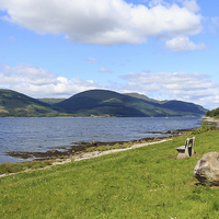 Buy canvas prints of  Seat with a View of Loch Long, Scotland by Richard Long