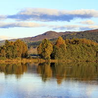 Buy canvas prints of Loch Tummel Autumn Reflections by Richard Long