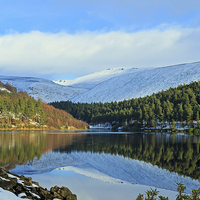 Buy canvas prints of  Winter Reflected in the  Derwent Reservoir by Richard Long