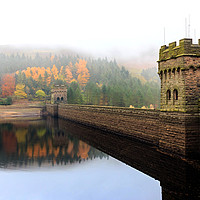 Buy canvas prints of Twin Towers of the Upper Derwent Dam, Peak Distric by Richard Long