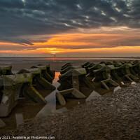 Buy canvas prints of Breakwaters at the Wirral peninsular, at sunset by Phil Reay