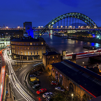 Buy canvas prints of  Light trails on Newcastle Quayside by Phil Reay
