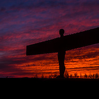 Buy canvas prints of Fiery sunset at the Angel of the North by Phil Reay