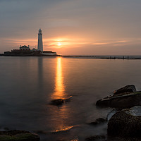 Buy canvas prints of Sunrise at St Mary`s lighthouse by Phil Reay