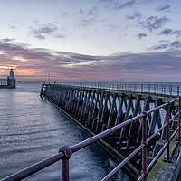 Buy canvas prints of The Blyth piers at sunrise by Phil Reay