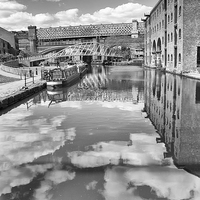 Buy canvas prints of Castlefield Waterways of Manchester, Narrowboat &  by Stuart Giblin