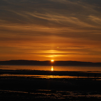 Buy canvas prints of  Ayr sunset looking towards Isle of Aaron by Michael Boyle