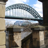 Buy canvas prints of  Tyne Bridge through the steps by Michael Boyle