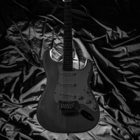 Buy canvas prints of  Back light on fender strat by christopher gould