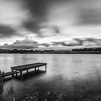 Buy canvas prints of Black and white jetty at lake by christopher gould