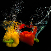 Buy canvas prints of  Splashing Peppers! by Robert Bradshaw
