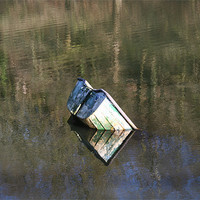 Buy canvas prints of sinking boat in Velindre Reservoir, Wales by Ian Small