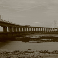Buy canvas prints of  Second Severn Crossing over the Severn Estuary by Caroline Hillier