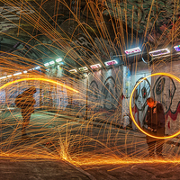 Buy canvas prints of  The Fire Spinners by Colin Evans