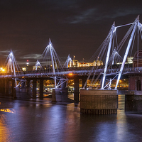 Buy canvas prints of Hungerford Bridge and Golden Jubilee Bridges by Colin Evans