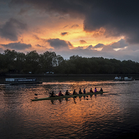 Buy canvas prints of  Sunrise over the River Thames in Putney by Colin Evans