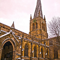 Buy canvas prints of The Crooked Spire In The Snow by Michael South Photography