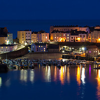 Buy canvas prints of Tenby Harbour At Night by Michael South Photography