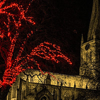Buy canvas prints of The Crooked Spire at Christmas by Michael South Photography
