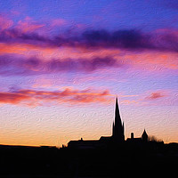 Buy canvas prints of The Crooked Spire.(A digital painting effect)  by Michael South Photography