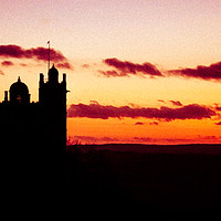 Buy canvas prints of Bolsover Castle at Sunset (Grain Effect) by Michael South Photography