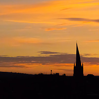 Buy canvas prints of The Crooked Spire (and the passing bird) at sunset by Michael South Photography