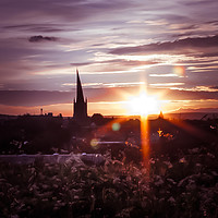 Buy canvas prints of The Crooked Spire at sunset  by Michael South Photography