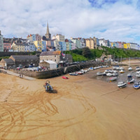 Buy canvas prints of Tenby Harbour Panoramic  by Michael South Photography