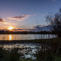 Buy canvas prints of  sunset over lake by Paul Burrows