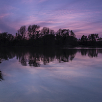 Buy canvas prints of  pink sky at sunset at Watermead Park Birstall by Paul Burrows