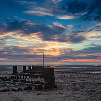 Buy canvas prints of Hunstanton sunset with Goyne, Norfolk coastline by Paul Burrows