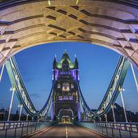 Buy canvas prints of  An empty Tower Bridge at dusk by Dan Hamilton