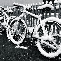 Buy canvas prints of Snow Bikes by Dave Eyres