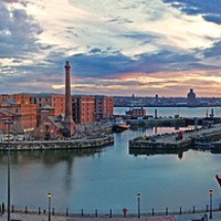 Buy canvas prints of Liverpool Waterfront at Sunset by Dave Eyres