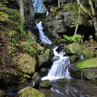 Buy canvas prints of  Lumsdale Valley Waterfall by Jamie Dumbleton