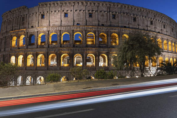 Colosseum And Light Trails Picture Board by Artur Bogacki