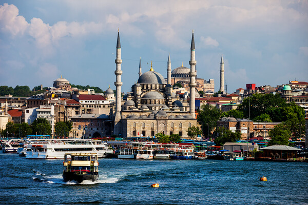 Istanbul Eminonu District City Skyline Picture Board by Artur Bogacki