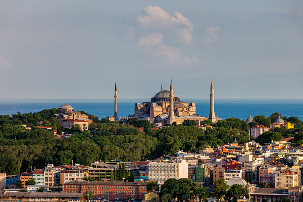 City Of Istanbul Cityscape With Hagia Sophia Picture Board by Artur Bogacki