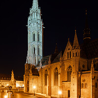 Buy canvas prints of Matthias Church at Night in Budapest by Artur Bogacki