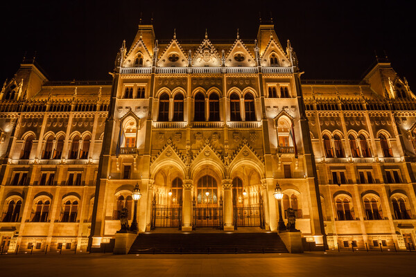 Hungarian Parliament Building at Night in Budapest Picture Board by Artur Bogacki