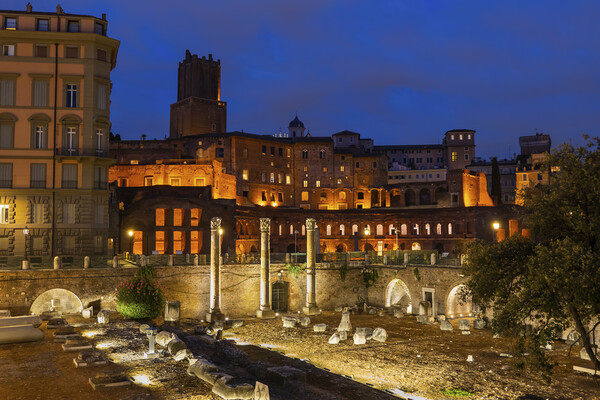 Trajan Market In Rome At Night Picture Board by Artur Bogacki