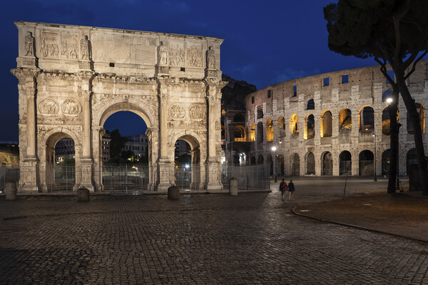 Arch of Constantine and Colosseum by Night Picture Board by Artur Bogacki