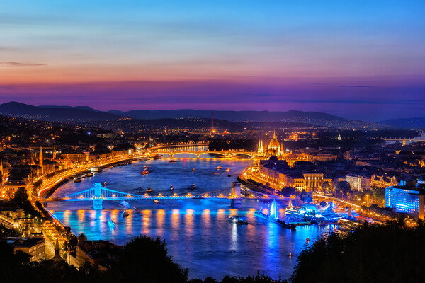 Budapest City At Blue Hour Picture Board by Artur Bogacki