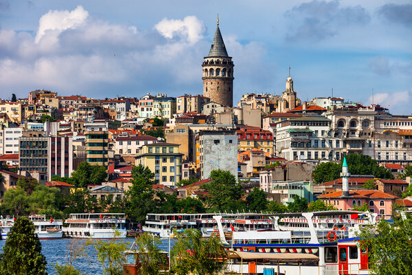 City Of Istanbul Cityscape With Galata Tower Picture Board by Artur Bogacki