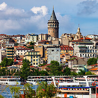 Buy canvas prints of City Of Istanbul Cityscape With Galata Tower by Artur Bogacki