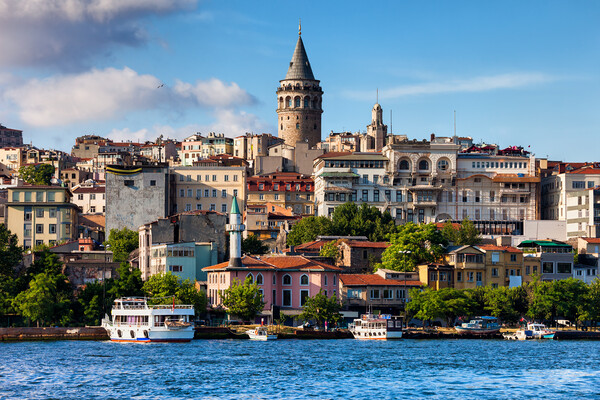 Istanbul City Skyline With Galata Tower Picture Board by Artur Bogacki